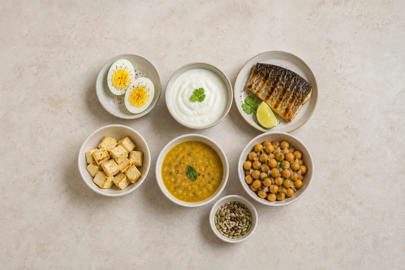 Familiar Indian protein foods can be combined across the day to support fullness and muscle